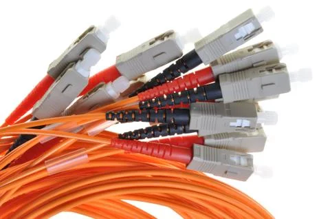 Optical multimode patch cable to the network with plug SC Stock-Fotos