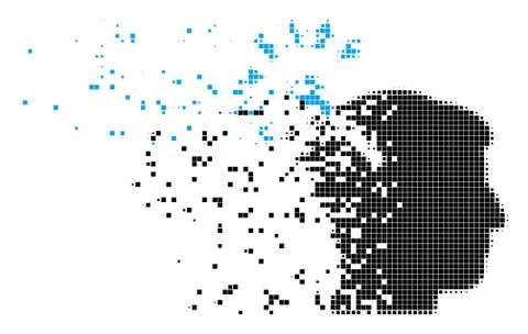 Optical Neural Interface Broken Pixel Icon Stock Illustration