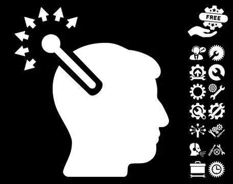 Optical Neural Interface Vector Icon with Tools Bonus Stock Illustration