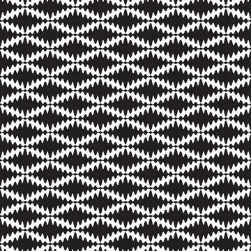 Optical pattern with black and white wavy diamonds. Seamless vector pattern. Stock Illustration