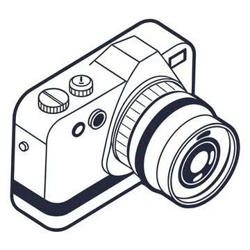 Optical Recognition Camera Line Art Vector Icon Stock Illustration
