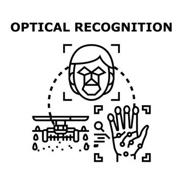 Optical recognition system scanning face and hand biometrics Stock Illustration