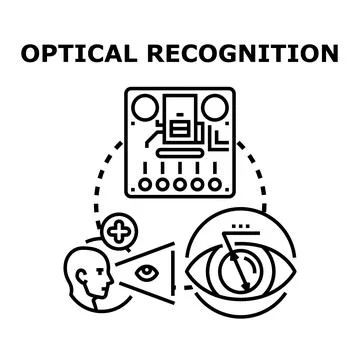 Optical recognition technology connecting human vision with digital electroni Illustrazione stock