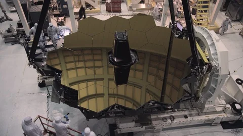 Optical Segment of the Webb Telescope with the Secondary Mirror deployed Stock Footage 97867739