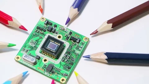  The optical sensor (matrix) is very close-up. The concept of real-world  Video stock 80990821
