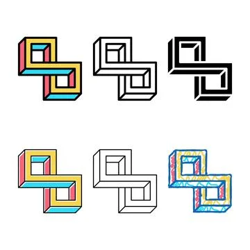 Optical series impossible geometric shape color icon vector Illustrazione stock