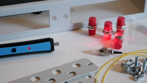 Optical server. Collector. Optical fiber. Stock Footage 91089724