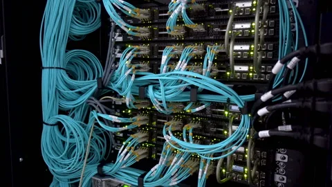 Optical server. Commutator. flashing lights. Stock Footage 86947395