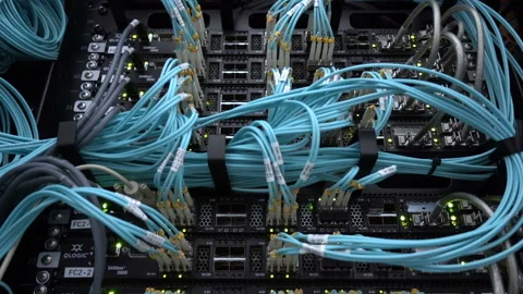 Optical server. Commutator. 스톡 동영상 85623290