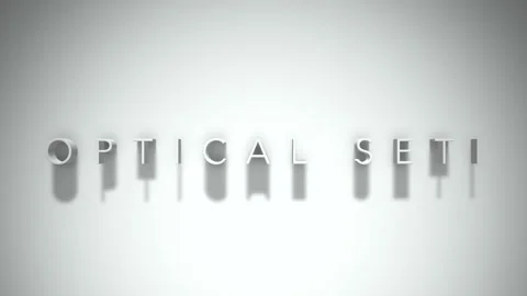 Optical seti 3D title animation with shadows on a white background Stock Footage 297855805
