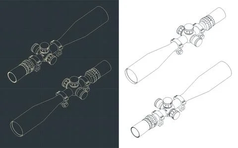 Optical sight isometric blueprints Illustrazione stock