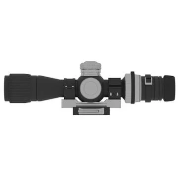 Optical sight for weapons on a white background. Isolate. Foto stock
