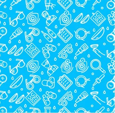 Optical Signs Seamless Pattern Background on a Blue. Vector Illustrazione stock