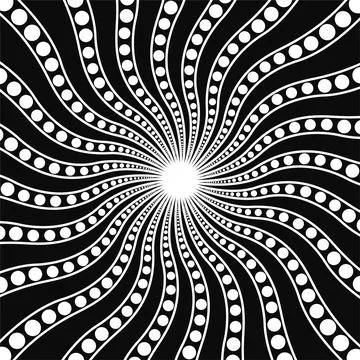 Optical spiral illusion background vector design with polka dot. Psychedelic Stock Illustration