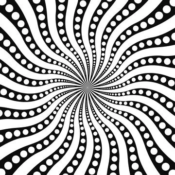 Optical spiral illusion background vector design with polka dot. Psychedelic Stock Illustration