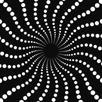 Optical spiral illusion background vector design with polka dot. Psychedelic Stock Illustration