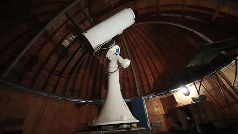 Optical telescope in the observatory tower Stock Footage 253627986