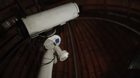 Optical telescope in the observatory tower Video stock 253628198