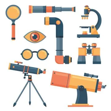 Optical tools collection isolated Illustrazione stock