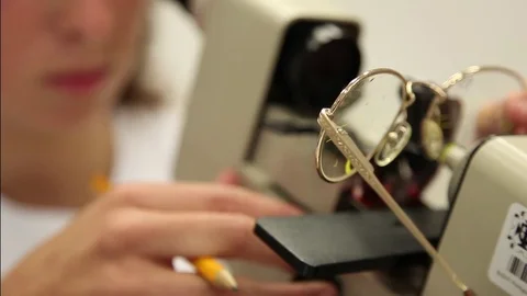 Optician ocular industry using microscope  lens Stock-Footage 71322273