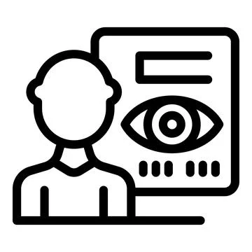Optician presenting eye exam chart with big eye symbol and patient Stock Illustration