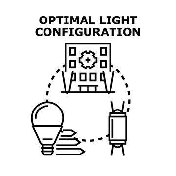 Optimal light configuration for intelligent smart lighting system Stock Illustration