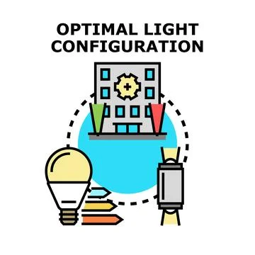 Optimal light configuration for intelligent smart lighting system Stock Illustration