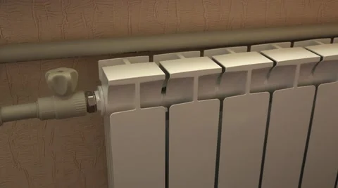 Optimal Setting of the Thermostat Valve. Radiator Adjustment to Save Energy. Rad Stock Footage 49136030