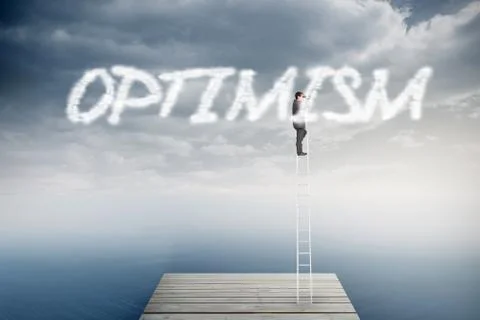 Optimism against cloudy sky over ocean Illustrazione stock