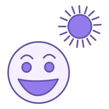 Optimism Color Icon. Vector Icon of Human Face with Smile and Sun. Mental H.. Stock Illustration