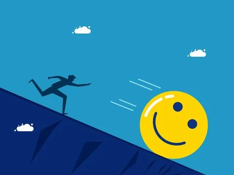 Optimism. man chasing optimistic energy Stock Illustration