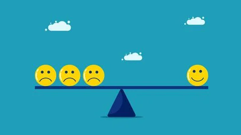 Optimism or positive thinking. Balancing happiness and sadness Stock Illustration