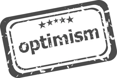 OPTIMISM text, on vintage rectangle stamp sign. Illustrazione stock