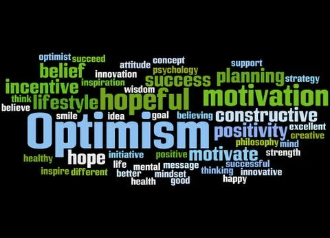 Optimism, word cloud concept Stock Illustration