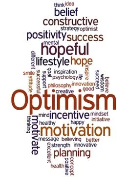 Optimism, word cloud concept Stock Illustration