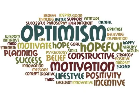 Optimism, word cloud concept Stock Illustration