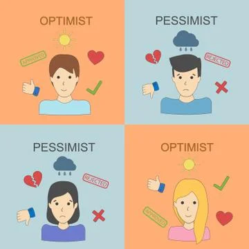 Optimist and pessimist. Stock Illustration