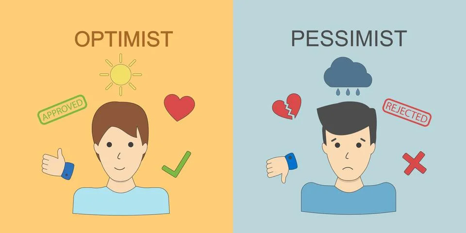 Optimist and pessimist. Stock Illustration