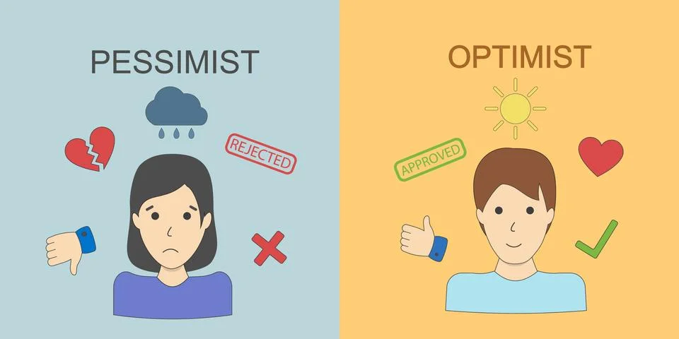 Optimist and pessimist. Stock Illustration