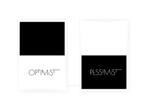 Optimist and pessimist, vector. Minimalist poster design Stock Illustration