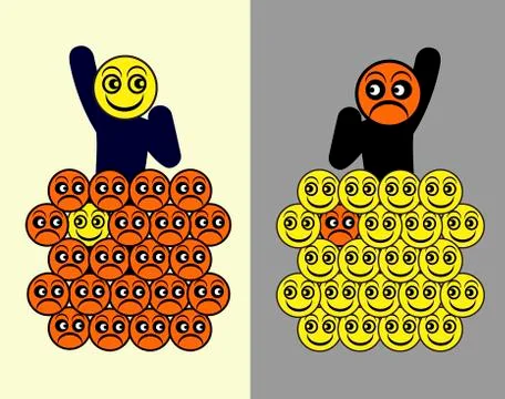 Optimist Pessimist Difference Stock Illustration