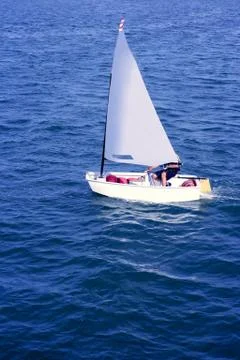 Optimist, recreation little sailboat regatta, Spain Stock Photos
