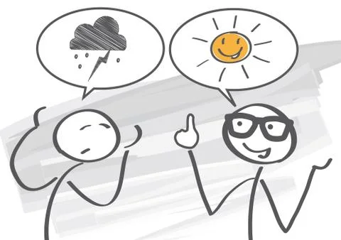 Optimist vs Pessimist Stock Illustration