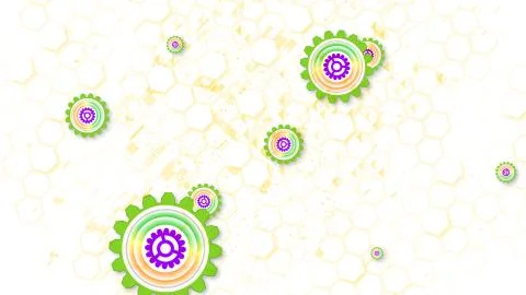 Optimistic 3d illustration of cyber security cogwheels of light brown, green  Stock Illustration