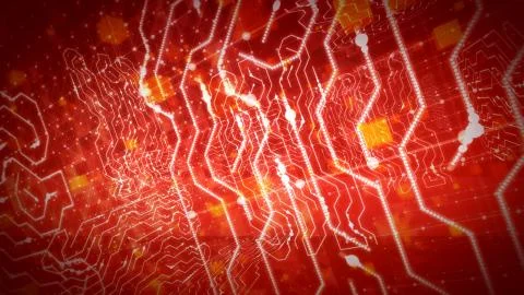 An optimistic 3d illustration of a global processor with shining zigzag elect Stock Illustration