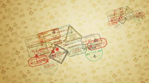 An optimistic 3d illustration of square, oval, triangular and round travel st Ilustración de archivo