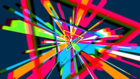 Optimistic 3d rendering of a bright equilateral triangular time portal lookin Illustrazione stock