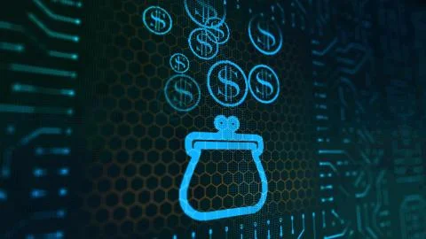 An optimistic 3d rendering of a female purse sign circuit platform with falli Stock Illustration