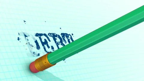 Optimistic 3d rendering of a hexagonal green pencil with a ferrule and eraser Stock Illustration