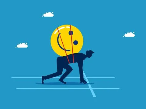 Optimistic and advantageous. Businessman preparing to start work happy Stock Illustration